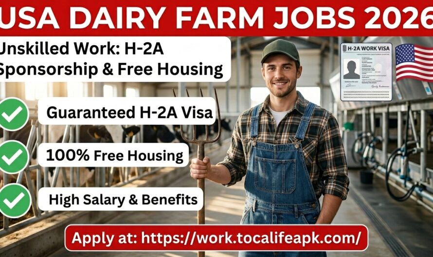 USA Dairy Farm Unskilled Jobs 2026: H-2A Visa Sponsorship & Free Housing